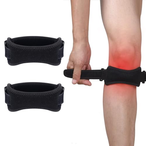 YAPKOLV Genouillère 2 Pièces, Soulagement, Compression, Maintien, Guidage et Stabilisation du Tendon, Sangle Réglable, pour Rotulien, Soutien des Genoux, Fitness, Course à Pied, Jambe, Running