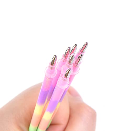 Qianshan 48 Pcs Rainbow Gradient Color Gel Pen Refills–Each Refill Contains Six Gradient Colors,Perfect For Adult Coloring Books Craft Markers Scrapbooking Painting Writing Art Drawing #TOP3