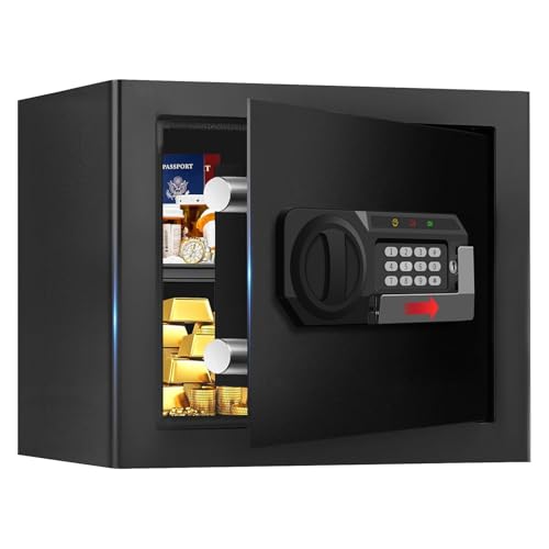 1.3 Cuft Safe Box Fireproof Waterproof, Digital Security Safes for Home Use Fire and Water Proof with Combination Lock, Alarm System and Removable Shelf, Anti-Theft Document Safes For Money, Jewelry