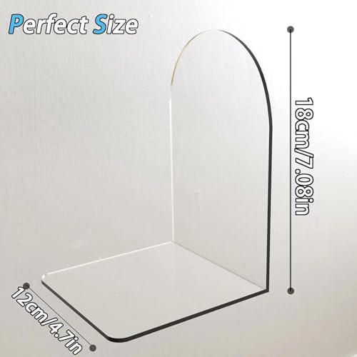 image for Merrynine Book Ends, 8 Pcs Acrylic Bookends for Shelves, Clear Book Ho