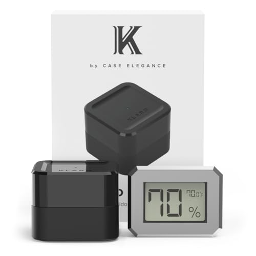 Klaro Valet Bridge - Satin Octagon BLE Hygrometer, Humidor Humidity & Temperature Tracking with iOS & Android Klaro App, Seasoning & Maintenance Tips, Track Performance Anywhere Anytime.