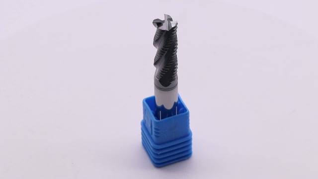 Image of 4 Flute Solid Carbide Roughing End Mill(1Pc, 3 /8 inch), ALCrSiN Nano Coated | 35 Helix, 3 /8 inch Cutting Dia, 3 /8 inch Shank Dia, 1 inch LOC, 2-1 /2 inch OAL, for Milling Alloy Steel, Carbon Steel, Cast Iron