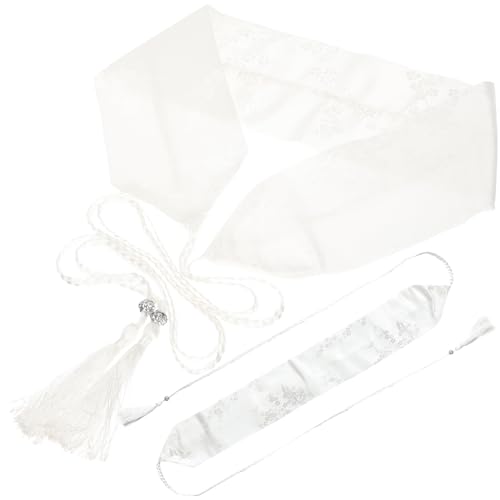 Japanese Style Wide Waist Belt for Costume Accessories Vintage Embroidered Waistband with Tassel Breathable for Han Chinese Clothing Chic Design for Parties