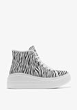 B&W Break&Walk Zapatillas Altas Rider Plataforma Cebra B&W - Zapatillas Casual Mujer y niña cómodas (Multicolor/Talla 40)