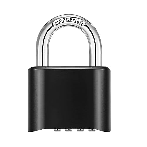 DAYGOS Outdoor Combination Padlock with 4 Digit Code, 52mm Heavy Duty Combination Lock for Gym Locker, [Weatherproof] Pad Lock with 8mm Steel Shackle for Garage, Gate, Shed, Fence, Warehouse - Black