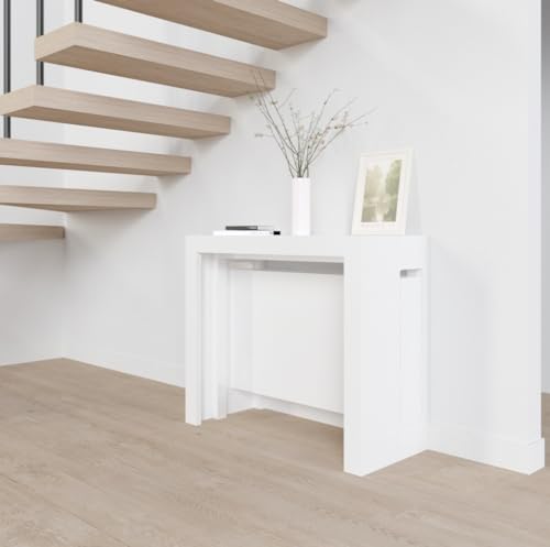 Ve.CA-Italy - Mesa consola Mercurio con soporte alargador extensible de 40 a 300 cm, en diferentes colores, decoración de cocina, decoración del hogar blanco brillante