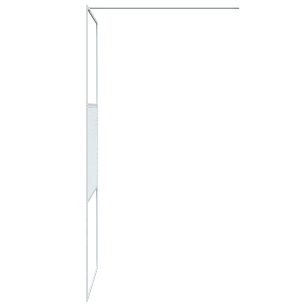 Mampara de ducha de cristal templado transparente, marco de aluminio blanco, 90 x 195 cm, cristal de seguridad de 5 mm, a prueba de salpicaduras, con barra de apoyo para nicho de baño