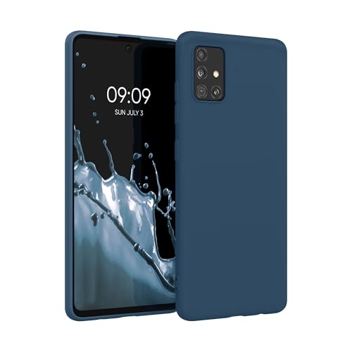 kwmobile Case for Samsung Galaxy A51 Case - Soft Cover - Shockproof TPU Material - Wireless Charging - Navy Blue