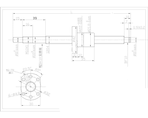 Vis à billes SFU1204 300mm pour motorisation de table d'axe CNC