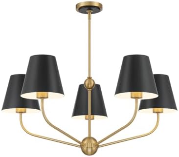 Crystorama Xavier 5 Light Vibrant Gold + Matte Black Chandelier
