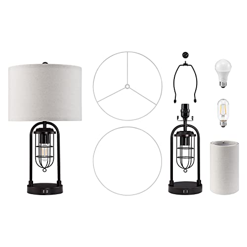 Kyrid 21'' Table Lamp Set Of 2 With Night Light And Usb Port Industrial Modern Nightstand Lamp Set (Bulbs Included) #TOP4