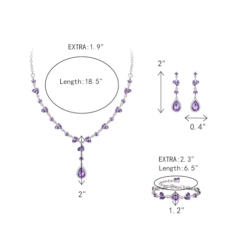 Conjunto de joyas de novia con collar de cristal lágrima y pendientes 4