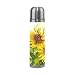 Wowprint tazza da viaggio, girasole Art isolato doppia parete in acciaio INOX acqua a prova di perdite, thermos, thermos in vera pelle avvolto 500 ml