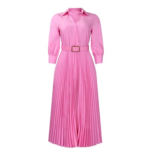 Elainone Women’s 3/4 Sleeve Flared A Line Dress Wedding Guest Casual Semi Formal Office Lady Dresses with Belt3