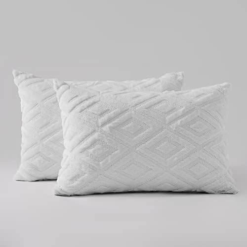 Topfinel Pack of 2 Cushion Covers 40cm x 40cm Faux Wool Decorative Cream Throw Pillow case Bed Ultra Soft Throw Pillow case Boho Velvet Plain Sofa Fluffy Cushion Covers 16x16 for Bedroom Livingroom