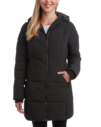 Spyder Womens Long Winter Coats - Cozy Long Puffer Coats for Women Wind & Water Resistant Hooded Quilted Jackets for Women, Size Medium, BLACK