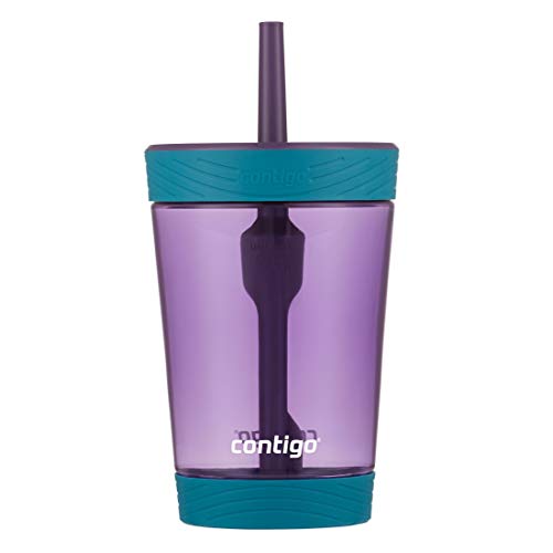 Image of Contigo Kids Spill-Proof 14oz Tumbler with Straw and BPA-Free Plastic, Fits Most Cup Holders and Dishwasher Safe, Eggplant