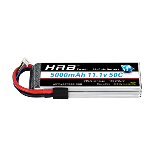 HRB 3S Lipo Battery 5000mAh 11.1V 50C-100C Soft Case RC Battery with TR Connector for Helicopter Airplane Quadcopter RC Airplane RC Car Truck Boat