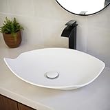 MEKKHALA Rectangular White Vessel Sink with Pop-up Drain - 22