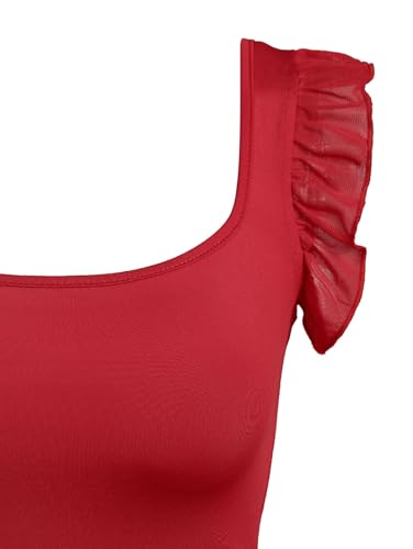 Rosegalette Women's Sexy Elegant Evening Gown High Split Side Ruffles Open Back Maxi Dress for Prom, Red, M — view 4