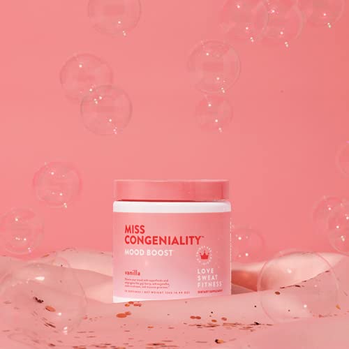 Love Sweat Fitness - Miss Congeniality - Mood Boost - Vanilla - 28 Servings, Improves Focus, Elevates Mood, Lower Stress, Fights Fatigue - Vegan, Gluten Free, Non-Gmo #TOP2