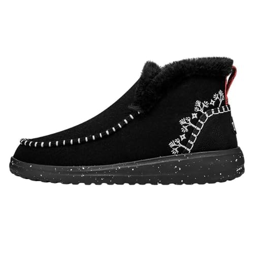 Hey Dude 40208-001W6 Denny Faux Shearling Black W63