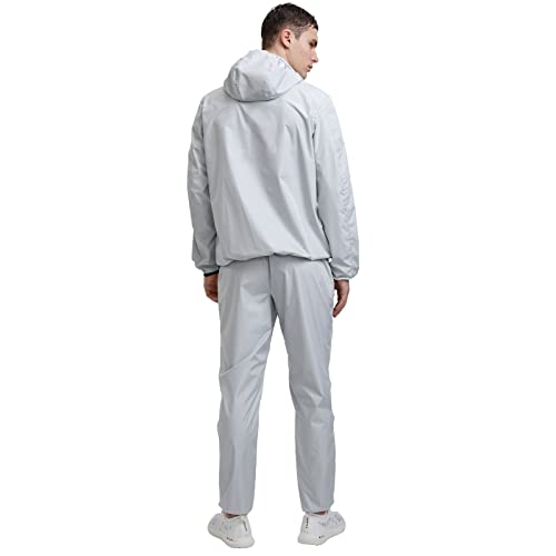 Hotsuit Sauna Suit For Men Sweat Sauna Jacket Pant Gym Workout Sweat Suits, Light Gray, M #TOP4