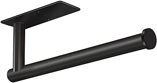 TOFIIGREM Paper Towel Holder with Adhesive Under Cabinet Mount- No Drilling Towel Bar Holder Wall Mount Sticky Paper Towel Rack Stick on Wall for Home Kitchen, Stainless Steel Black