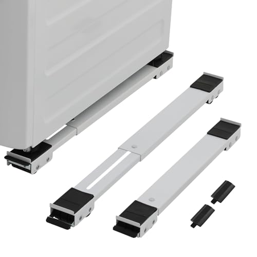 SMONTER Heavy Duty Appliance Rollers, Extendable Washing Machine Stand Furniture Rollers Mobile Fridge Base Furniture Sliders for Refrigerators Washer and Dryer Support 660 lbs, White