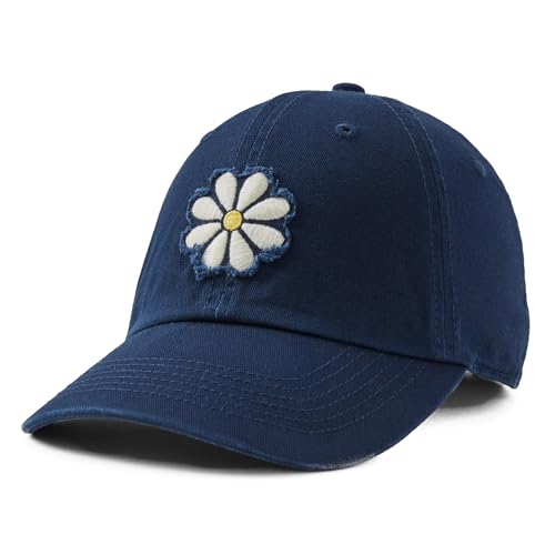 Life is Good Adult Chill Baseball Cap Low-Profile Adjustable Snap Back Embroidered Hat for Men and Women Tattered Daisy Darkest Blue One Size