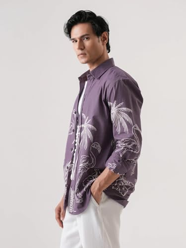 Image of Pinkmint Men Printed Cambric Cotton Shirt |Stylish Designer| Lightweight Summer Wear| Regular Fit Shirt for Men (Available in Plus Size)