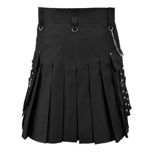 Kilt utilitaire coton bleu M avec poches et plis robustes - 4