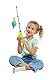 Simba 107796069 - Großes Magnet Angelspiel, aufziehbare Angelrute mit Automatikfunktion, 39cm, 7 Meerestiere und 1 Köder, in Netztasche, Angeln, Kleinkindspielzeug, Badespielzeug