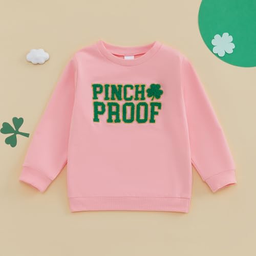 Baby Boy Girl Cute Long Sleeve Crew Neck Shamrock Embroidery Sweatshirt Toddler St Patricks Day Outfits2