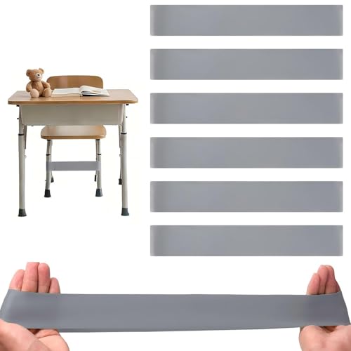 XHDMY 6 PCS Chair Bands With Fidgety Feet Colorful Chair Fidget Bands Desks Stretch Foot Band for ADHD Sensory Flexible Band Classroom Home Chair Fidget Tools (Grey, 6 pcs)