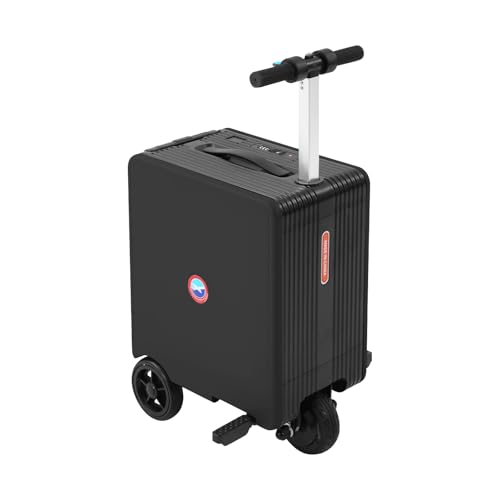 SRTYGHW Electric Rideable Suitcase with Wheels, 24L 250W Ride on Scooter Luggage with TSA Combination Lock & USB Port, Max Load 253lbs, Endurance 8-10KM, Forward & Reverse Control (Black)