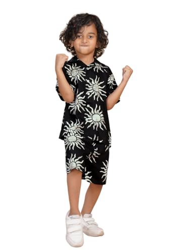 Image of Ninos Dreams Boys Cotton Rayon Coord Set with shorts /Holiday Shirt & Shorts
