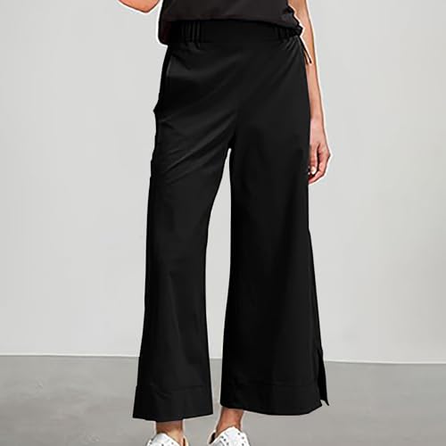 Linen Pants Women,High Waisted Palazzo Pants for Women Plus Size Dressy Casual Trousers Beach Vacation Office Work2