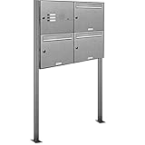 AL Briefkastensysteme 3er V2A Edelstahl Standbriefkasten mit Klingel rostfrei als 3 Fach Briefkastenanlage in Postkasten Briefkasten Design modern
