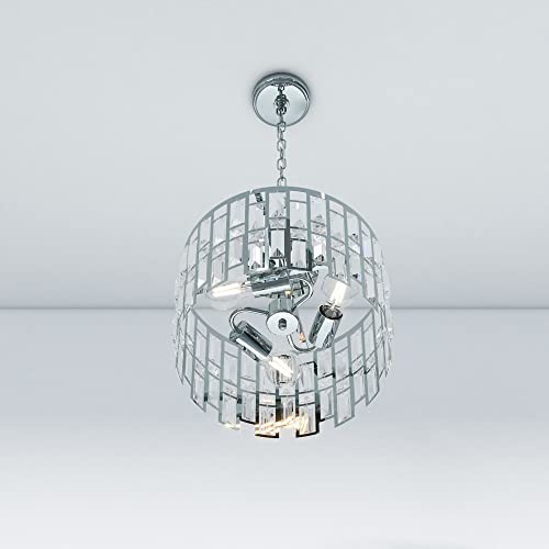 Baunoisk Crystal Chandelier Round Flush Mount Modern Close To Ceiling Light Fixture 3 Light Cylinder Drum Ceiling Lights For Living Room Bedroom Kitchen Island Dinning Room Hallway #TOP3