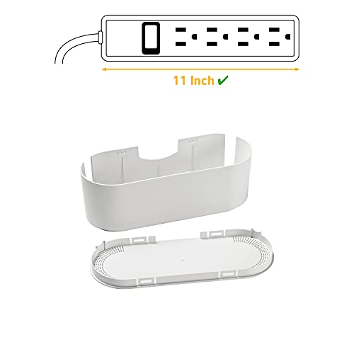 D-Line Cable Management Box, Power Strip Holder, Floor Outlet Hider, Desk Cord Organizer, Cover Tv Wires, Wire Storage, Extension Hiders, Concealer For Office Cords, Baby Proof Cables - Small, White #TOP1