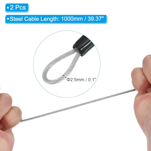 Image of PATIKIL Security Steel Cable with 3 Digit Combination Lock, 2 Set Travel Padlock 3.3Ft Coated Safety Wire Rope Double Loop for Luggage Suitcase, Silver