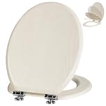 Angel Shield Toilet Seat Antibacterial Wooden Soft Close Toilet Seat with Quick Release Adjustable Hinges Easy Clean and Assembly for Bathroom (Creamy White Oak)