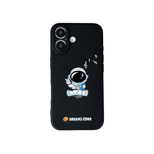 Yonds Queen Bonita Funda para iPhone 16, diseño de Astronauta Espacial Planeta y Luna Elegante y Suave TPU a Prueba de Golpes Antideslizante Funda Protectora (iPhone 16, música)