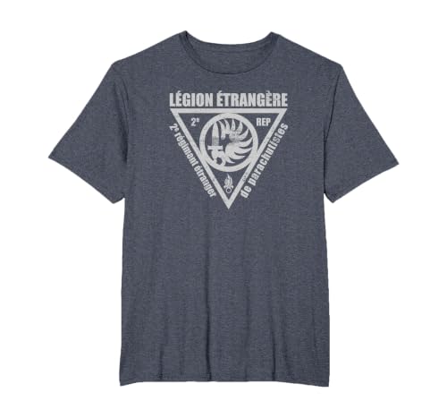 French Foreign Legion Paratrooper T Shirt - 2 Rep T-Shirt, Men's Big and Tall, Heather Blue, 2X Tall