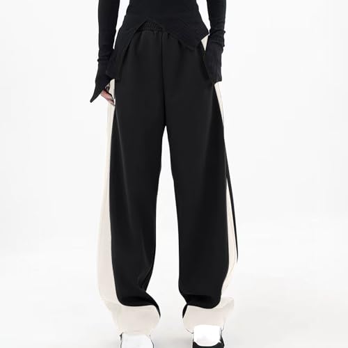 Image of Womens Wide Leg Stretchy Sweatpants High Elastic Waist Color Block Palazzo Pants Stylish Trousers
