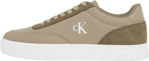 Calvin Klein Baskets Basses Classiques en Toile avec Semelle Cupsole pour Homme, Coquille d'œuf sirène en Teck patiné Vert, 44 EU