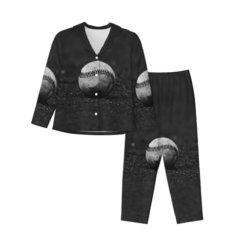 Pyjama imprimé baseball femme EdWal ensemble vêtement de nuit manches longues