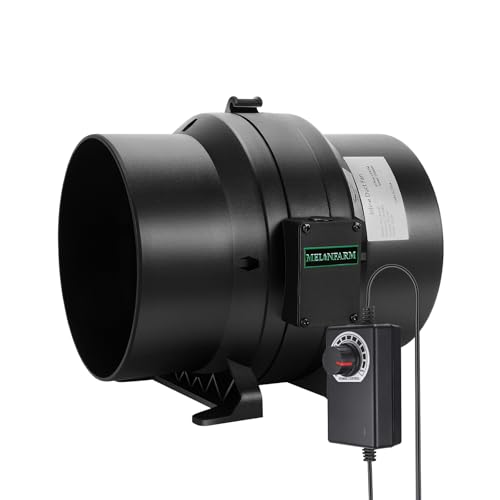 MELONFARM 6" 260 CFM Inline Duct Fan with E12 Speed Controller, Ventilation Exhaust Fan for Cooling Booster, Grow Tents, Hydroponics
