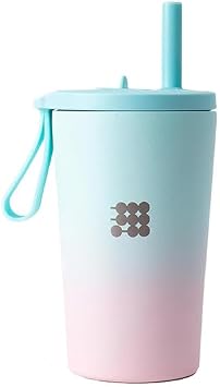 Cubitt Kids Cup 16 oz Insulated, BPA-Free, 2 Lids Cotton Candy | Leak-Proof Straw & Coffee, Cold up to 12h